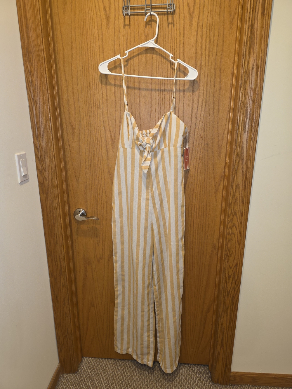 Ci Sono Yellow and White Striped Jumpsuit
